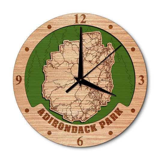 Adirondack Park, New York 14in Layered Map Clock - Any Lake, Pond, or Reservoir - Unique Home Decor