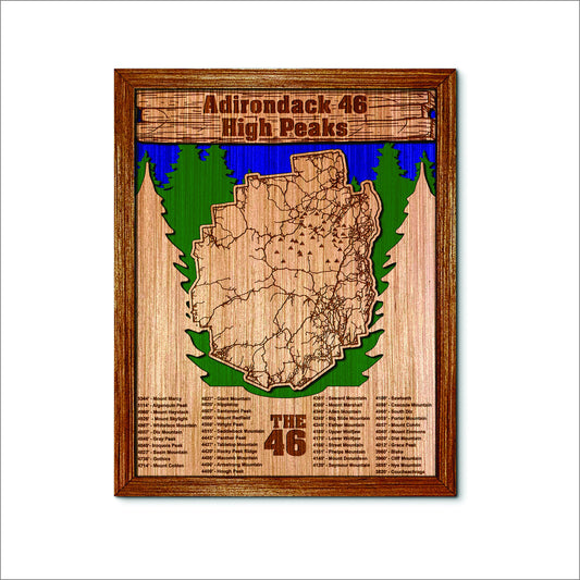 Adirondack High Peaks ADK 46 Depth Map - Any Lake, Pond, or Reservoir, Home Decor, Wall Art, Wall Decor