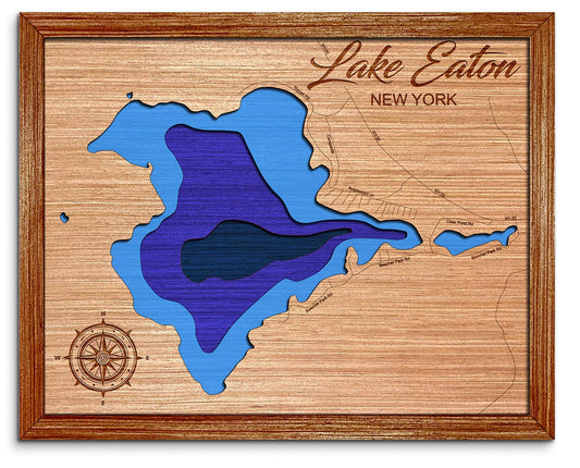 Lake Eaton, New York Depth Map - Any Lake, Pond, or Reservoir, Home Decor, Wall Art, Wall Decor