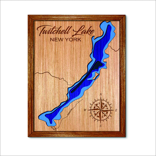 Twitchell Lake, New York Depth Map - Any Lake, Pond, or Reservoir, Home Decor, Wall Art, Wall Decor