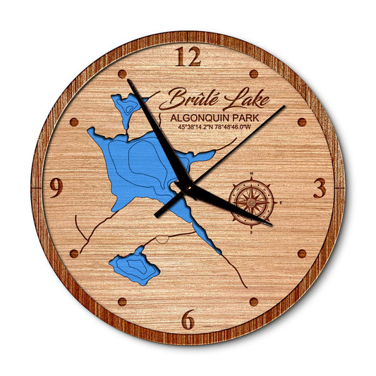 Brule Lake in Ontario, Canada Layered Map Clock - Any Lake, Pond, or Reservoir - Unique Home Decor