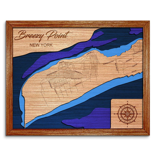 Breezy Point(Jamaica Bay) New York Depth Map - Any Lake, Pond, or Reservoir, Home Decor, Wall Art, wall decor