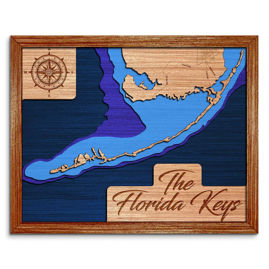 Florida Keys Depth Map - Any Lake, Pond, or Reservoir, Home Decor, Wall Art, wall decor
