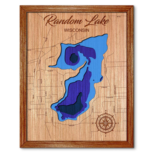 Random Lake, Wisconsin Depth Map - Any Lake, Pond, or Reservoir , Home Decor, Wall Art, wall decor
