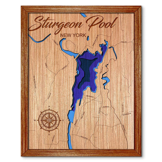 Sturgeon Pool in Rifton, New York Depth Map - Any Lake, Pond, or Reservoir - Unique Home Decor, Wall Art