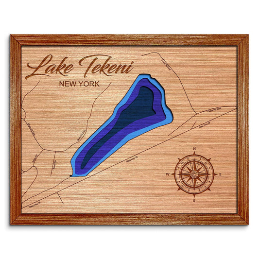 Lake Tekeni, New York Depth Map - Any Lake, Pond, or Reservoir - Unique Home Decor, Wall Art