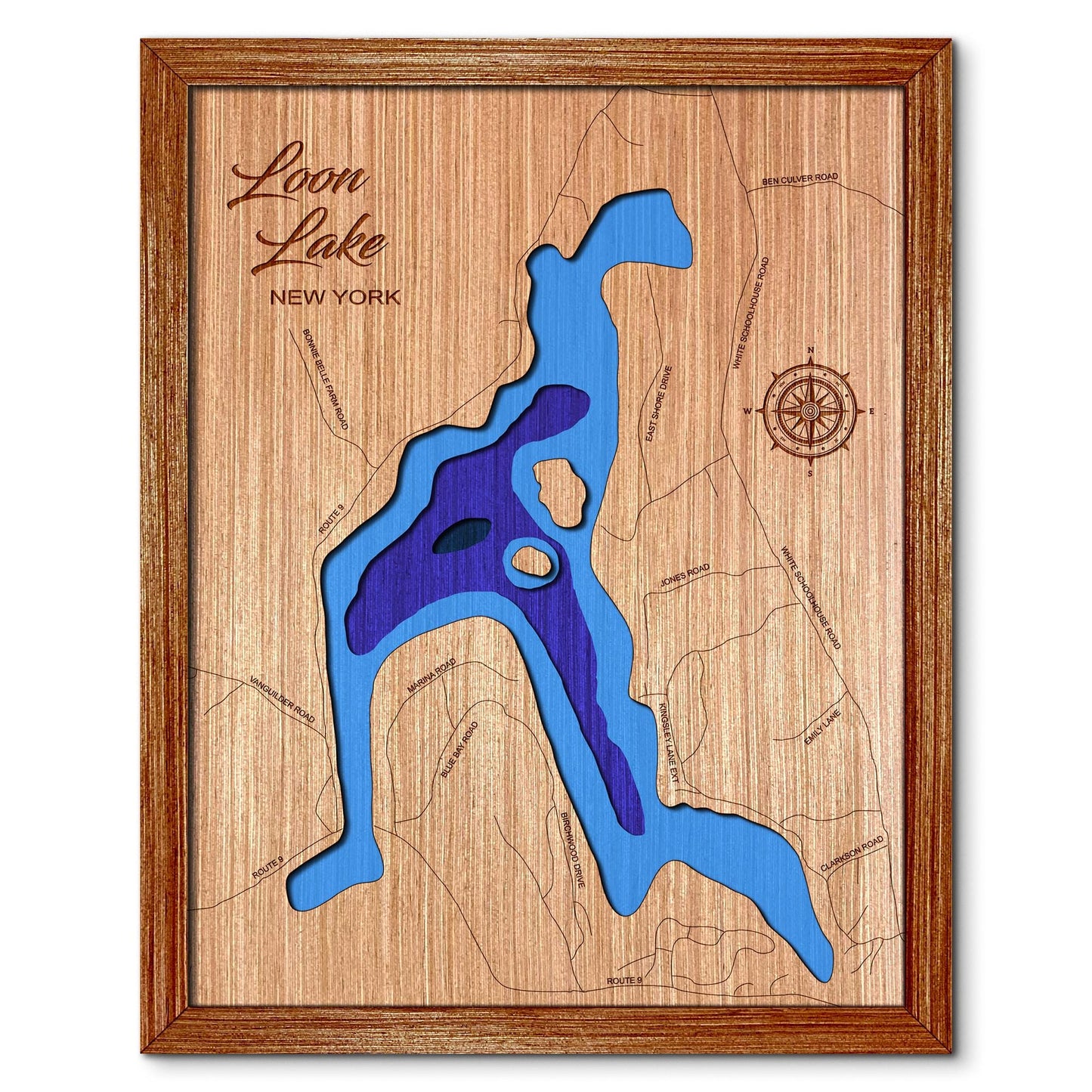 Loon Lake in Chestertown, New York Depth Map - Any Lake, Pond, or Reservoir, Home Decor, Wall Art, Wall Decor