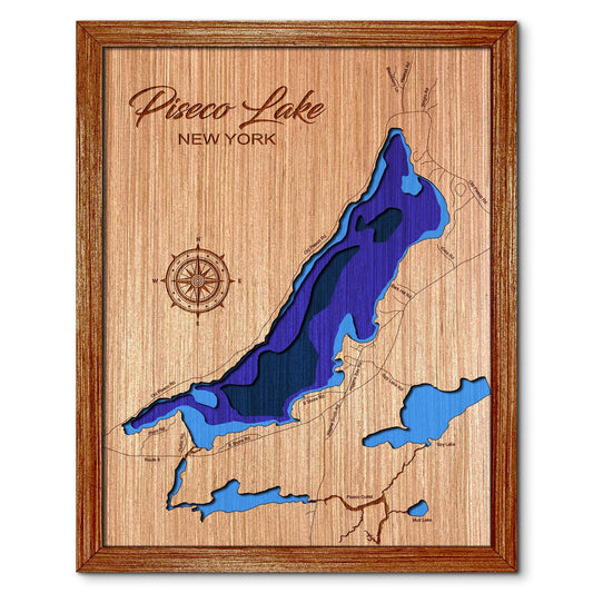 Piseco Lake, New York Depth Map - Any Lake, Pond, or Reservoir - Unique Home Decor, Wall Art