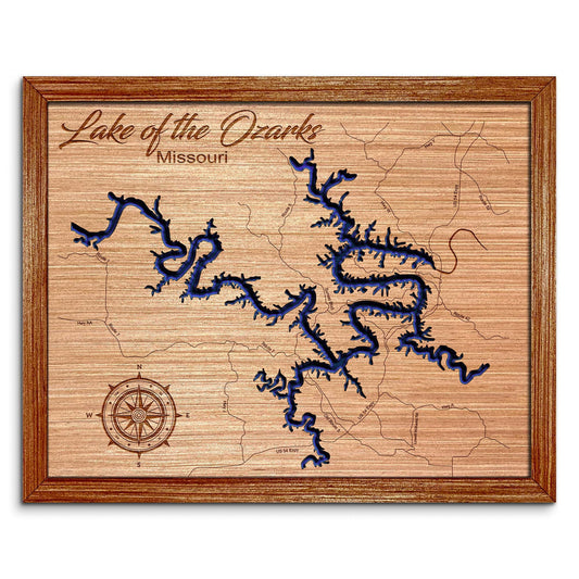 Lake of the Ozarks, Missouri Depth Map - Any Lake, Pond, or Reservoir - Unique Home Decor, Wall Art