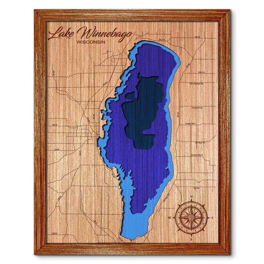 Lake Winnebago, Wisconsin Depth Map - Any Lake, Pond, or Reservoir, Home Decor, Wall Art, Wall Decor