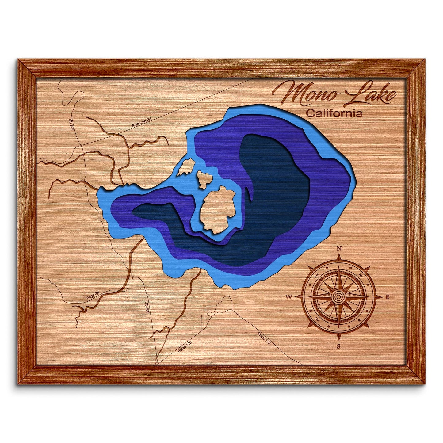 Mono Lake, California Dakota Depth Map - Any Lake, Pond, or Reservoir, Home Decor, Wall Art, Wall Decor
