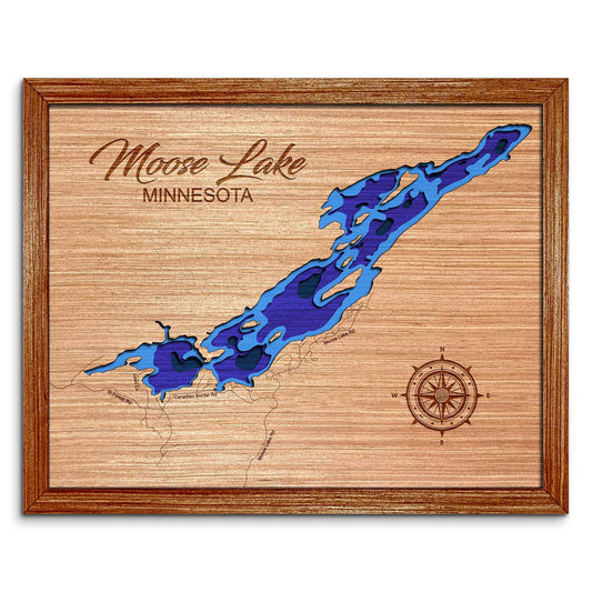 Moose Lake in Ely, Minnesota Depth Map - Any Lake, Pond, or Reservoir - Unique Home Decor, Wall Art