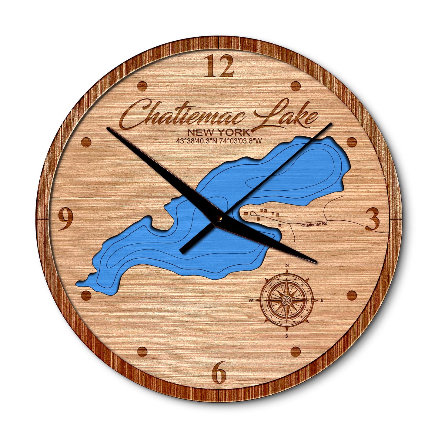 Chatiemac Lake, New York Map Clock - Any Lake, Pond, or Reservoir - Unique Home Decor
