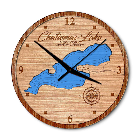 Chatiemac Lake, New York Map Clock - Any Lake, Pond, or Reservoir - Unique Home Decor