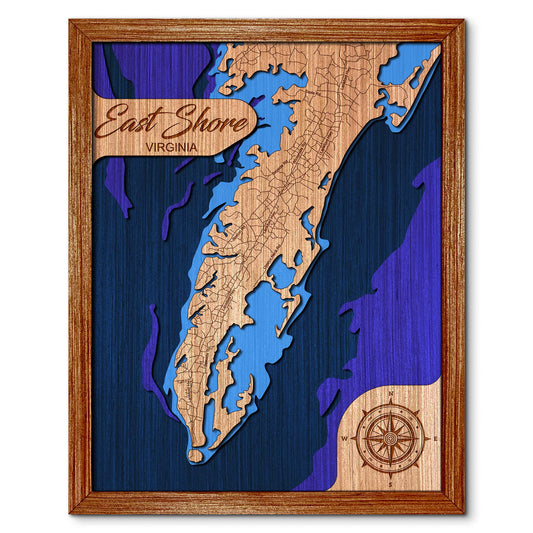 Eastern Shore, Virginia Depth Map - Any Lake, Pond, or Reservoir - Unique Home Decor, Wall Art