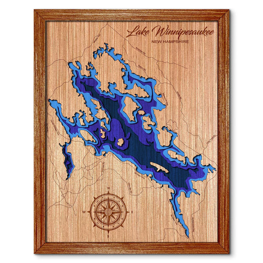 Lake Winnipesaukee, New Hampshire Layered Map Clock - Any Lake, Pond, or Reservoir - Unique Home Decor