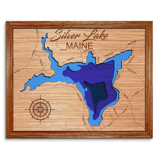 Silver Lake, Maine Depth Map - Any Lake, Pond, or Reservoir - Unique Home Decor, Wall Art