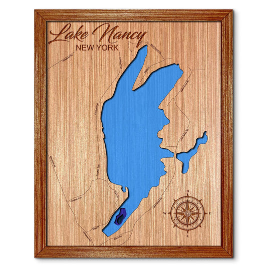 Lake Nancy, New York Depth Map - Any Lake, Pond, or Reservoir - Unique Home Decor, Wall Art