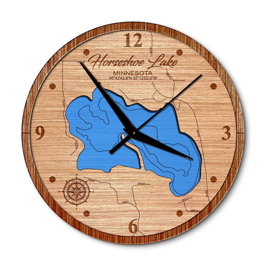 Horseshoe Lake, Minnesota Map Clock - Any Lake, Pond, or Reservoir - Unique Home Decor