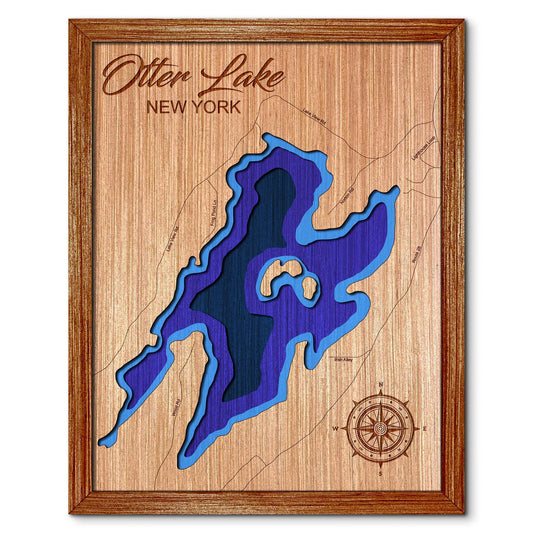 Otter Lake, New York Depth Map - Any Lake, Pond, or Reservoir - Unique Home Decor, Wall Art