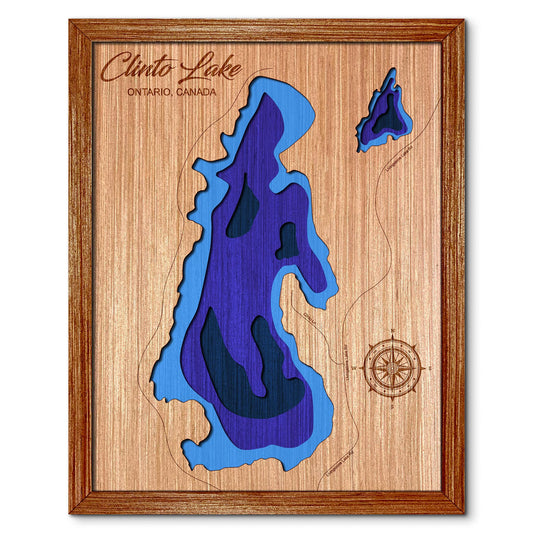Clinto Lake Ontario, Canada Depth Map - Any Lake, Pond, or Reservoir - Unique Home Decor, Wall Art