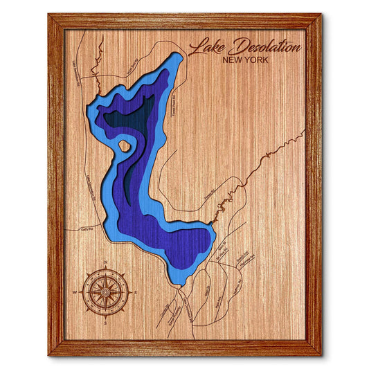 Lake Desolation, New York Depth Map - Any Lake, Pond, or Reservoir, Home Decor, Wall Art, Wall Decor