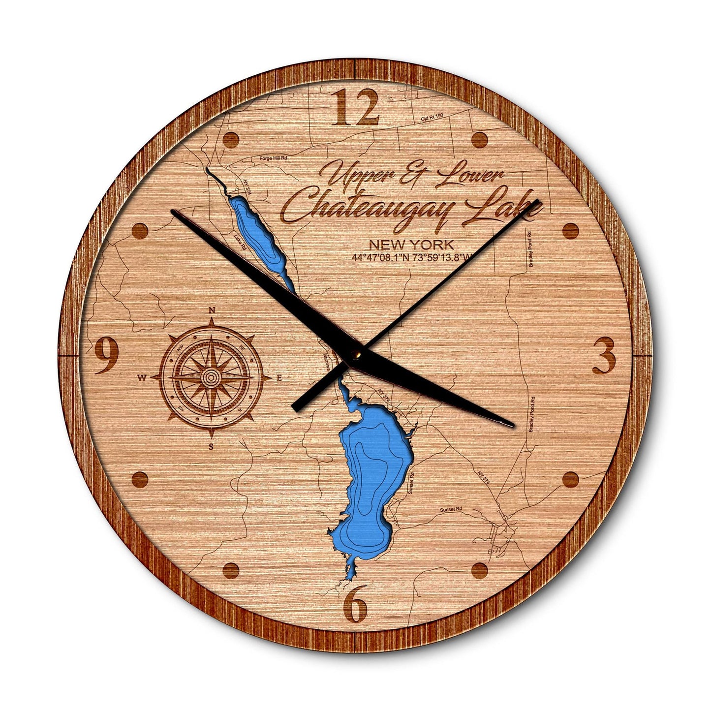 Upper and Lower Chateaugay Lake, New York Map Clock - Any Lake, Pond, or Reservoir - Unique Home Decor
