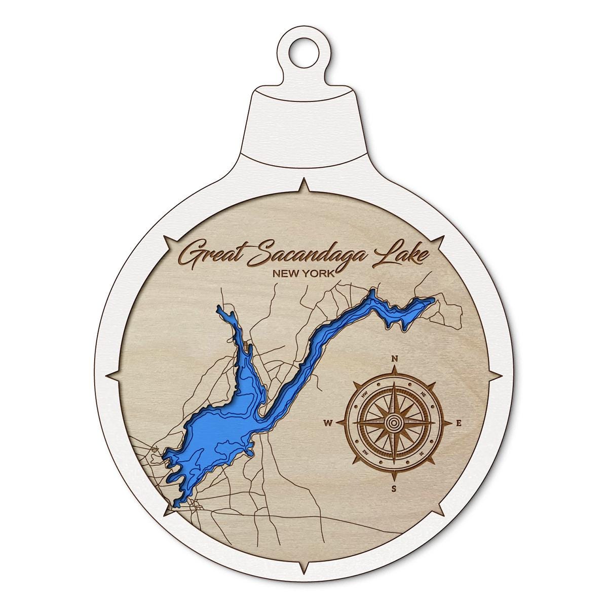 Custom Handmade Custom 3D Layered Wood Lake Map Ornament | Handcrafted Bathymetric Art