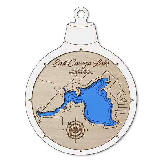 Caroga Lake(East) NY Custom 3D Layered Wood Lake Map Ornament | Handcrafted Bathymetric Art