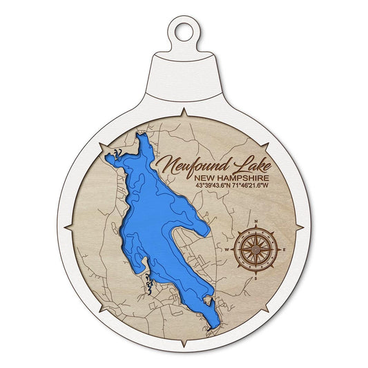 Newfound Lake NH Custom 3D Layered Wood Lake Map Ornament | Handcrafted Bathymetric Art