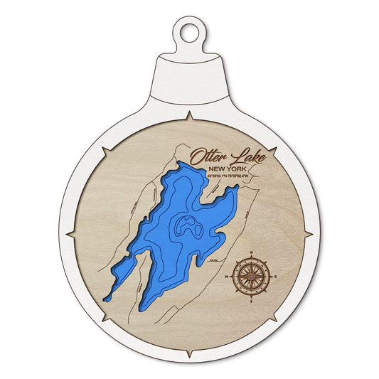 Otter Lake NY Custom 3D Layered Wood Lake Map Ornament | Handcrafted Bathymetric Art
