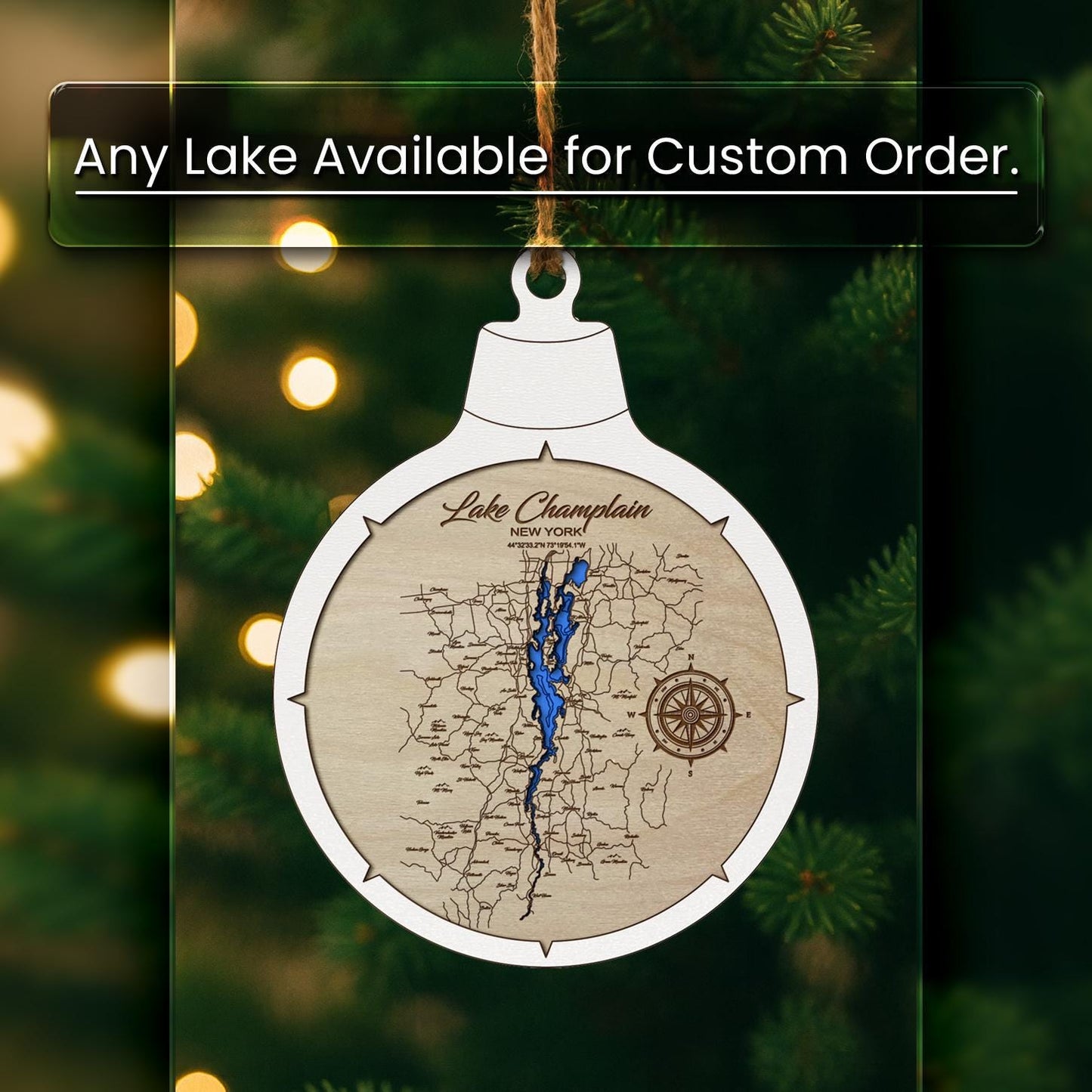 Horseshoe Lake MN Custom 3D Layered Wood Lake Map Ornament | Handcrafted Bathymetric Art
