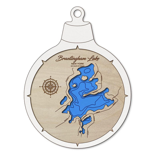 Brantingham Lake NY Custom 3D Layered Wood Lake Map Ornament | Handcrafted Bathymetric Art