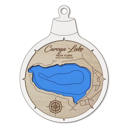 Caroga Lake(West) NY Custom 3D Layered Wood Lake Map Ornament | Handcrafted Bathymetric Art