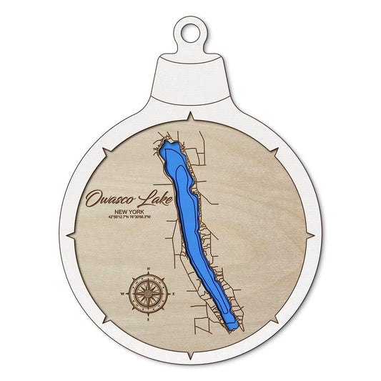 Owasco Lake  NY Custom 3D Layered Wood Lake Map Ornament | Handcrafted Bathymetric Art