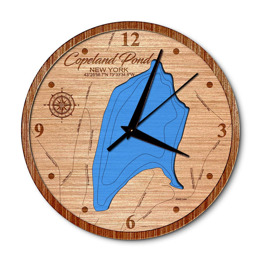 Copeland Pond(Fort Ann), New York 14in Layered Map Clock - Any Lake, Pond, or Reservoir - Unique Home Decor