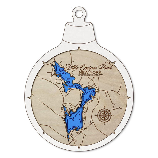 Little Ossipee Pond, Maine Custom 3D Layered Wood Lake Map Ornament | Handcrafted Bathymetric Art