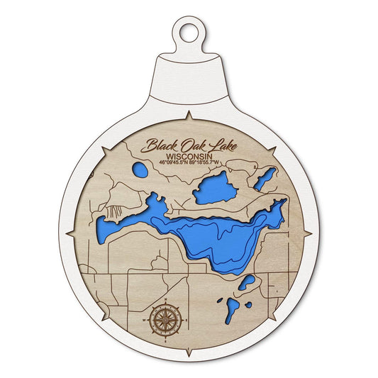 Black Oak Lake, Wisconsin Lake 3D Layered Ornament, Handmade in the USA Lake Keepsake