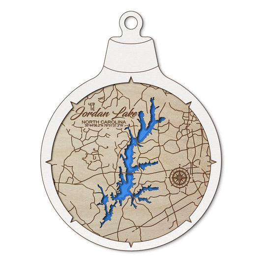 Jordan Lake, North Carolina Lake 3D Layered Ornament, Handmade in the USA Lake Keepsake