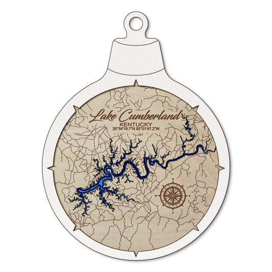 Lake Cumberland, Kentucky Custom 3D Layered Wood Lake Map Ornament | Handcrafted Bathymetric Art