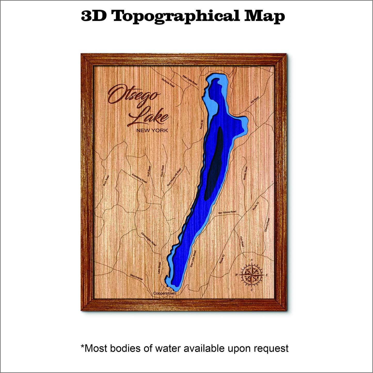 Otsego Lake in New York 3D Topographical Map