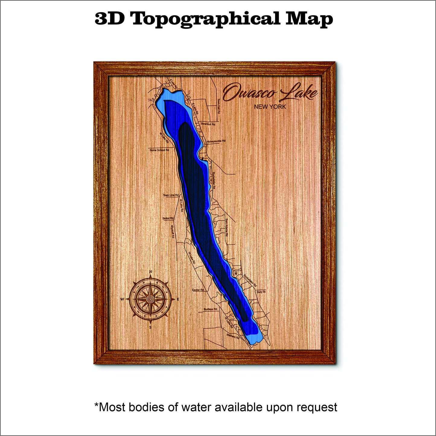 Owasco Lake in New York 3D Topographical Map