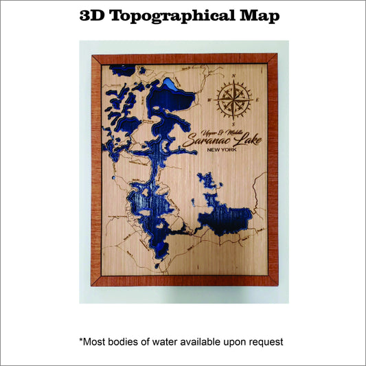 Upper and Middle Saranac Lake in NY 3D topographical map