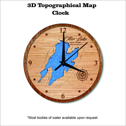 Otter Lake in New York 3D topographical map clock