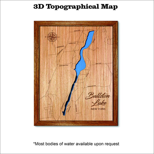 Ballston Lake in New York 3D topographical map