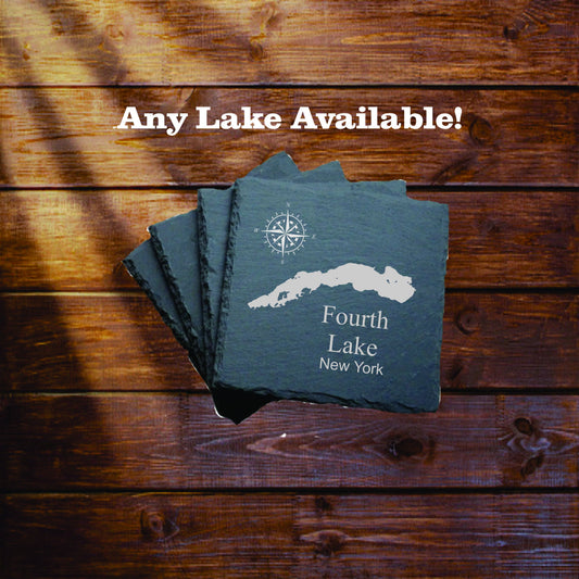 Fourth Lake Slate coasters. Set of 4! FREE SHIPPING. Great for the lake house or cabin, fishing spot, or camping