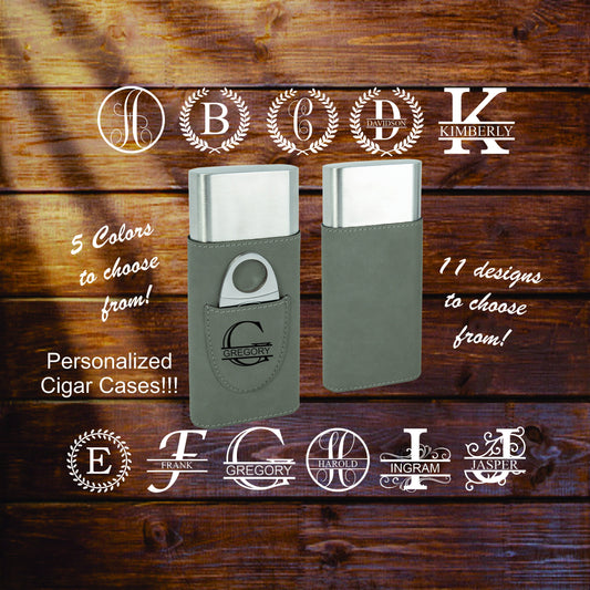 Custom leather Cigar Case.  Personalized holder, laser engraved, great for groomsman, birthday, anniversary, wedding, and Father's day