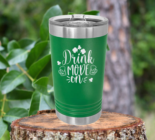 Drink Mode on insulated 16oz pint tumbler. FREE PERSONALIZTION & SHIPPING
