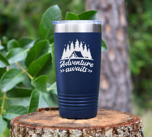 Adventure Awaits insulated tumbler drinkware. 12 colors to choose!  FREE PERSONALIZATION & SHIPPING