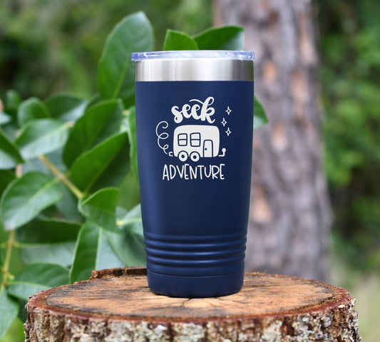 Seek Adventure tumbler drinkware. 12 colors to choose!  FREE PERSONALIZATION & SHIPPING